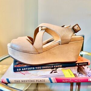 Elegant Cream Wedge Sandals